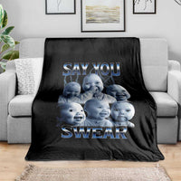 Funny Tuff Baby Meme Throw Blanket Say You Swear Viral AI Niche Baby Holding Back Laugh - Wonder Print Shop