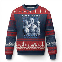 Funny Tuff Baby Meme Ugly Christmas Sweater Say You Swear Viral AI Niche Baby Holding Back Laugh - Wonder Print Shop