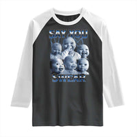 Funny Tuff Baby Meme Raglan Shirt Say You Swear Viral AI Niche Baby Holding Back Laugh - Wonder Print Shop