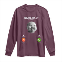 Funny Tuff Baby Meme Long Sleeve Shirt Tell ‘Em Son AI Niche Baby Motion Holding Laugh - Wonder Print Shop