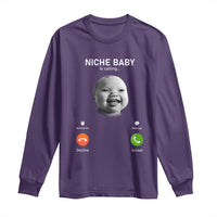Funny Tuff Baby Meme Long Sleeve Shirt Tell ‘Em Son AI Niche Baby Motion Holding Laugh - Wonder Print Shop