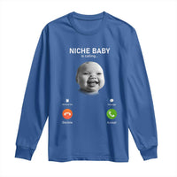 Funny Tuff Baby Meme Long Sleeve Shirt Tell ‘Em Son AI Niche Baby Motion Holding Laugh - Wonder Print Shop