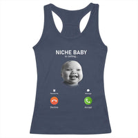 Funny Tuff Baby Meme Racerback Tank Top Tell ‘Em Son AI Niche Baby Motion Holding Laugh - Wonder Print Shop