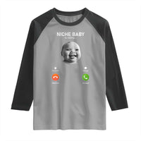 Funny Tuff Baby Meme Raglan Shirt Tell ‘Em Son AI Niche Baby Motion Holding Laugh - Wonder Print Shop