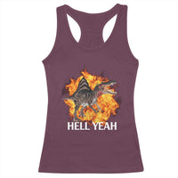 Spinosaurus Racha Explosion Hell Yeah Racerback Tank Top Dinosaur Shrieks Meme Funny Prehistoric Fire Blast - Wonder Print Shop