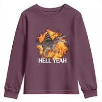 Spinosaurus Racha Explosion Hell Yeah Youth Sweatshirt Dinosaur Shrieks Meme Funny Prehistoric Fire Blast - Wonder Print Shop
