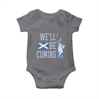 We'll Be Coming Scotland to USA Baby Onesie Scottish Fans Statue of Liberty - Wonder Print Shop