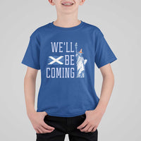 We'll Be Coming Scotland to USA T Shirt For Kid Scottish Fans Statue of Liberty - Wonder Print Shop