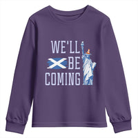 We'll Be Coming Scotland to USA Youth Sweatshirt Scottish Fans Statue of Liberty - Wonder Print Shop
