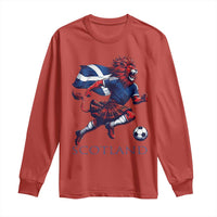 Scottish Lion Football Long Sleeve Shirt Brave Lion in Kilt with Flag Cape Pride - Wonder Print Shop