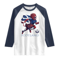 Scottish Lion Football Raglan Shirt Brave Lion in Kilt with Flag Cape Pride - Wonder Print Shop