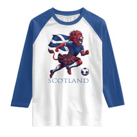 Scottish Lion Football Raglan Shirt Brave Lion in Kilt with Flag Cape Pride - Wonder Print Shop