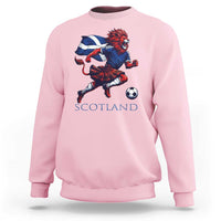 Scottish Lion Football Sweatshirt Brave Lion in Kilt with Flag Cape Pride - Wonder Print Shop