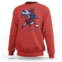 Scottish Lion Football Sweatshirt Brave Lion in Kilt with Flag Cape Pride - Wonder Print Shop