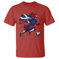 Scottish Lion Football T Shirt Brave Lion in Kilt with Flag Cape Pride - Wonder Print Shop