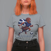 Scottish Lion Football T Shirt For Women Brave Lion in Kilt with Flag Cape Pride - Wonder Print Shop