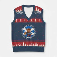 Funny Highland Cow in Kilt Drinking V-Neck Knit Sweater Vest We'll Be Coming Scottish Pride Football Fans - Wonder Print Shop