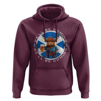 Funny Highland Cow in Kilt Drinking Hoodie We'll Be Coming Scottish Pride Football Fans - Wonder Print Shop