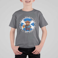 Funny Highland Cow in Kilt Drinking T Shirt For Kid We'll Be Coming Scottish Pride Football Fans - Wonder Print Shop