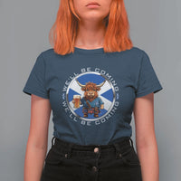 Funny Highland Cow in Kilt Drinking T Shirt For Women We'll Be Coming Scottish Pride Football Fans - Wonder Print Shop