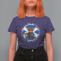 Funny Highland Cow in Kilt Drinking T Shirt For Women We'll Be Coming Scottish Pride Football Fans - Wonder Print Shop