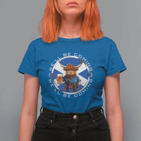 Funny Highland Cow in Kilt Drinking T Shirt For Women We'll Be Coming Scottish Pride Football Fans - Wonder Print Shop
