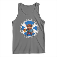 Funny Highland Cow in Kilt Drinking Tank Top We'll Be Coming Scottish Pride Football Fans - Wonder Print Shop