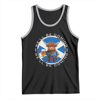 Funny Highland Cow in Kilt Drinking Tank Top We'll Be Coming Scottish Pride Football Fans - Wonder Print Shop