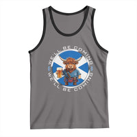 Funny Highland Cow in Kilt Drinking Tank Top We'll Be Coming Scottish Pride Football Fans - Wonder Print Shop