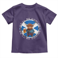 Funny Highland Cow in Kilt Drinking Toddler T Shirt We'll Be Coming Scottish Pride Football Fans - Wonder Print Shop