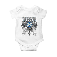 Scottish Heritage Crest Gothic Baby Onesie Medieval Flag and Sword Celtic Pride - Wonder Print Shop
