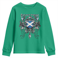 Scottish Heritage Crest Gothic Youth Sweatshirt Medieval Flag and Sword Celtic Pride - Wonder Print Shop