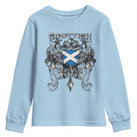 Scottish Heritage Crest Gothic Youth Sweatshirt Medieval Flag and Sword Celtic Pride - Wonder Print Shop