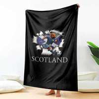 Funny Highland Cow in Kilt Footballer Throw Blanket We'll Be Coming Scottish Pride Football Fans - Wonder Print Shop