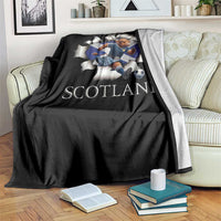 Funny Highland Cow in Kilt Footballer Throw Blanket We'll Be Coming Scottish Pride Football Fans - Wonder Print Shop