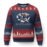 Funny Highland Cow in Kilt Footballer Ugly Christmas Sweater We'll Be Coming Scottish Pride Football Fans - Wonder Print Shop