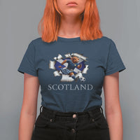 Funny Highland Cow in Kilt Footballer T Shirt For Women We'll Be Coming Scottish Pride Football Fans - Wonder Print Shop