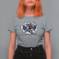 Funny Highland Cow in Kilt Footballer T Shirt For Women We'll Be Coming Scottish Pride Football Fans - Wonder Print Shop