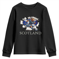 Funny Highland Cow in Kilt Footballer Youth Sweatshirt We'll Be Coming Scottish Pride Football Fans - Wonder Print Shop