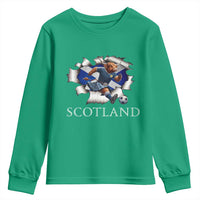 Funny Highland Cow in Kilt Footballer Youth Sweatshirt We'll Be Coming Scottish Pride Football Fans - Wonder Print Shop