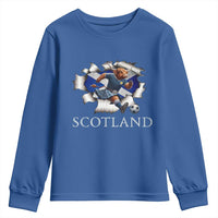 Funny Highland Cow in Kilt Footballer Youth Sweatshirt We'll Be Coming Scottish Pride Football Fans - Wonder Print Shop