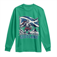 Scottish Warrior Long Sleeve Shirt Brave Highland Hero Scotland Flag - Wonder Print Shop