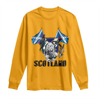 Roaring Scottish Lion Crest Long Sleeve Shirt Thistle Scotland Flag Emblem for Brave Highlanders - Wonder Print Shop