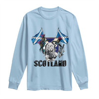 Roaring Scottish Lion Crest Long Sleeve Shirt Thistle Scotland Flag Emblem for Brave Highlanders - Wonder Print Shop