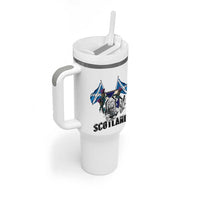 Roaring Scottish Lion Crest Tumbler With Handle Thistle Scotland Flag Emblem for Brave Highlanders - Wonder Print Shop