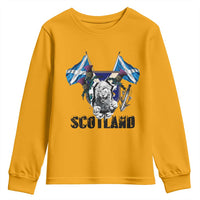 Roaring Scottish Lion Crest Youth Sweatshirt Thistle Scotland Flag Emblem for Brave Highlanders - Wonder Print Shop