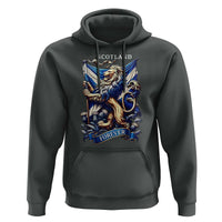 Scotland Forever Majestic Lion Rampant Holding Saltire Flag With Thistles Graphic Hoodie