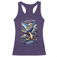 Scotland Forever Majestic Lion Rampant Holding Saltire Flag With Thistles Graphic Racerback Tank Top