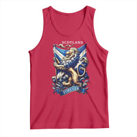 Scotland Forever Majestic Lion Rampant Holding Saltire Flag With Thistles Graphic Tank Top