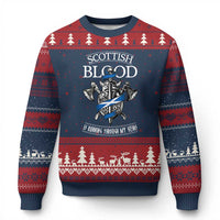 Scottish Blood Running Through My Veins Ugly Christmas Sweater Viking Axe and Sword Heritage - Wonder Print Shop